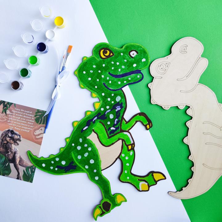 Immagine prodotto Activity Board Set per dipingere dinosauri in legno con colori e pennelli, lavoretti in legno per bambini