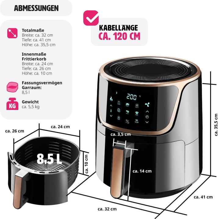 Actual product image tectake Hot air fryer Mika