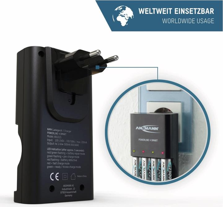 Image du produit Ansmann Chargeur de batterie Powerline NiMH/NiCD Mignon AA/Micro AAA (1 pcs, Batterie)