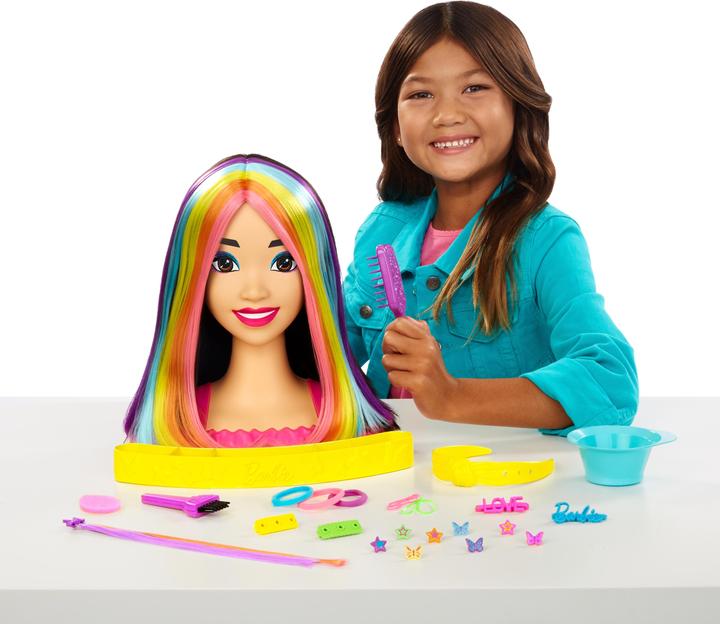 Actual product image Barbie Neon Rainbow Deluxe Styling Head - Black Hair