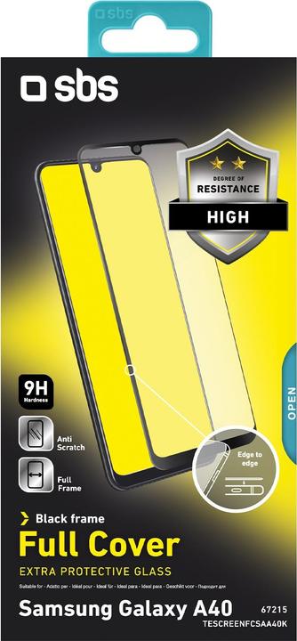 Actual product image SBS Full Cover Glass Screen Protector for Samsung Galaxy A40 (1 Piece, Samsung Galaxy A40)