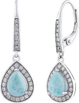 Image du produit Silvego BRISA Boucles d'oreilles en argent sterling avec véritable larimar et zirconium brillant JJJ1141ELR