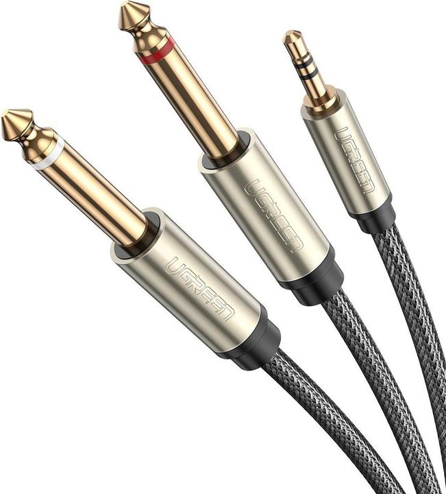 Actual product image Ugreen AV126 Cable TRS 3.5 mm to 2x TS 6.35 mm - 3m (grey) (3 m)