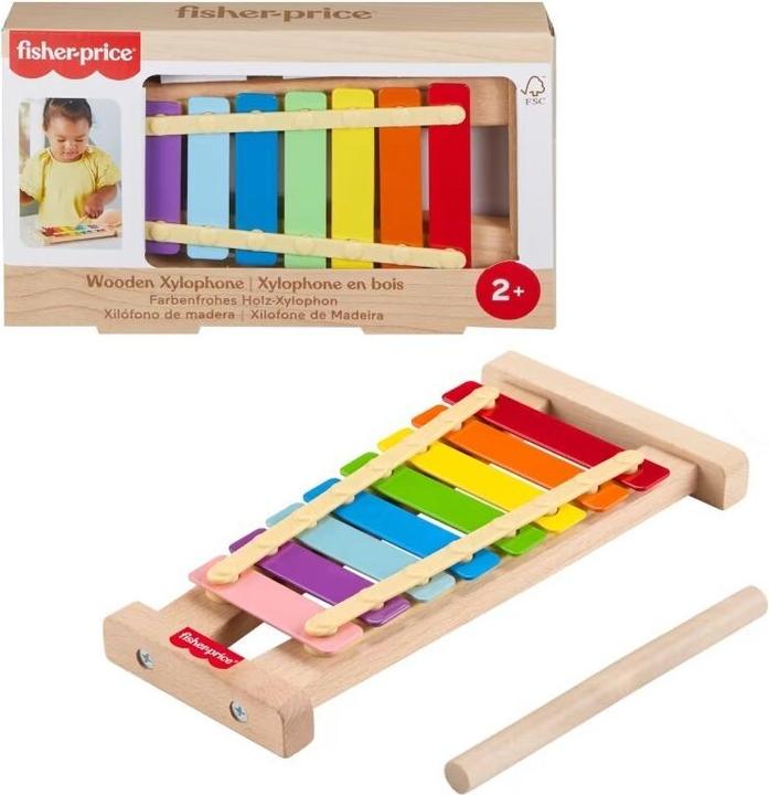 Actual product image Fisher-Price colourful xylophone with wooden hammer game (Multilingual)