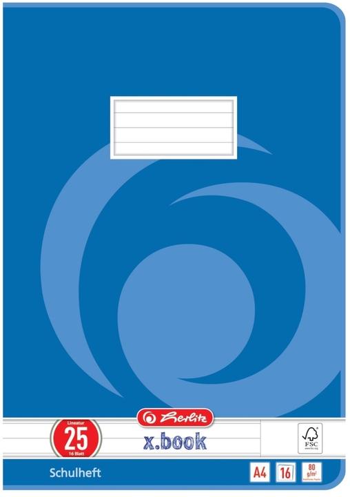 Produktbild Herlitz Schulheft X-Book, DIN A4, Lineatur 25 (A4, Liniert, Kein Einband)