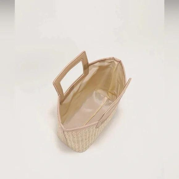 Actual product image Only-Bags.Store Straw Woven Handbag, Boho Style Tote Bag, Summer Bag for Women, Straw Contrast Handbag