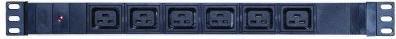 Actual product image Exertis Connect 19" PDU 6 x IEC19 socket in aluminium housing 1U, 3 x 1.5mm cable 2.5m, RAL 9005 black