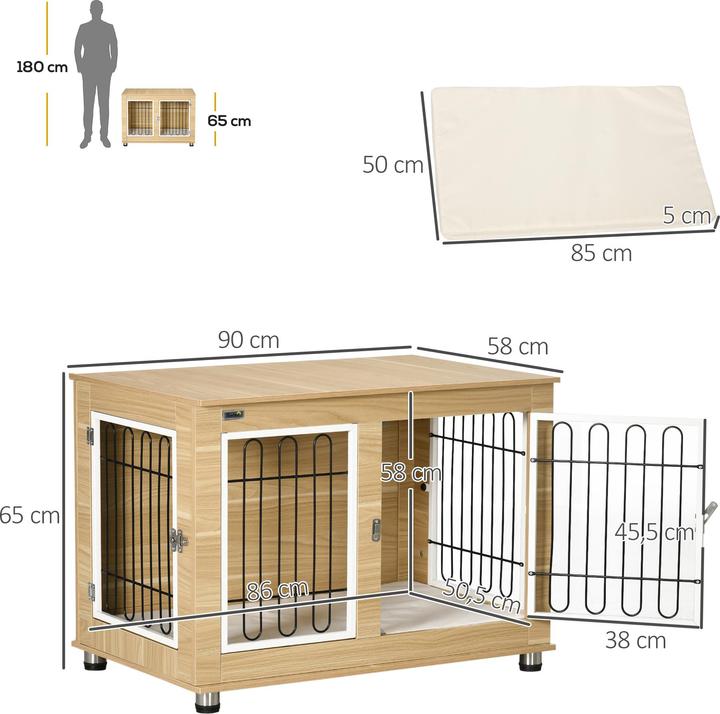 Produktbild PawHut Hundekäfig mit abschliessbaren Türen (Hundezwinger)