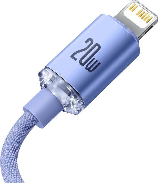 Actual product image Baseus Crystal Shine Series Fast Charging Data Cable Type-C to iP 20W 1.2m Purple (1.20 m, USB 2.0)
