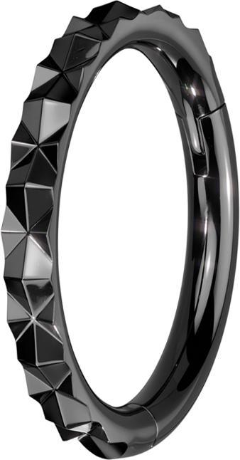 Star Piercing Micro Segmentring klappbar schwarz X facettiert (ohne Messing, Chirurgenstahl 316L)