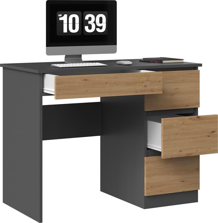 Actual product image Topeshop Desk MIJAS RIGHT 98x51x76 cm Anthracite/Artisan (98 x 51 x 76 cm)