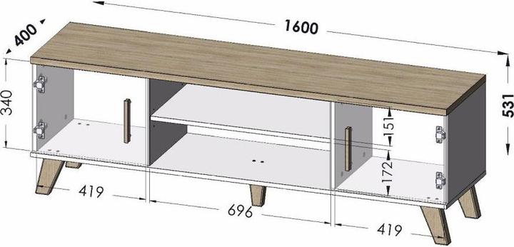 Produktbild Cama RTV LOTTA 160 2D2K WOT+B TV-Ständer & Entertainment-Center 1 Regale (160 x 40 x 53 cm)