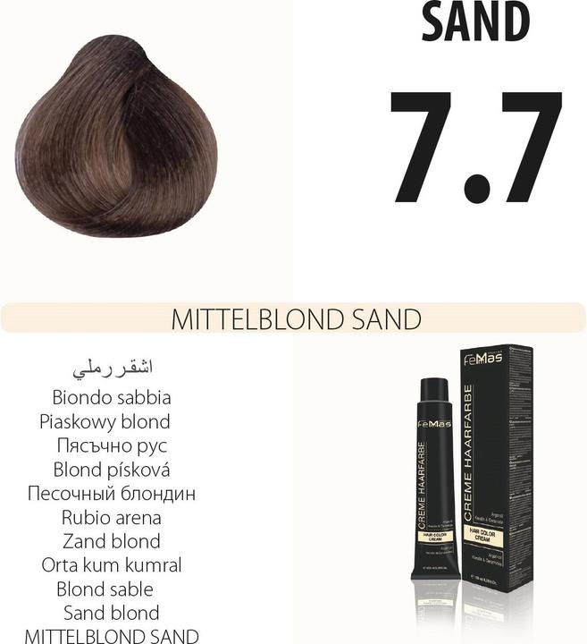 Image du produit FemMas 7.7) Coloration Blond Moyen Sable 100ml (Sable)