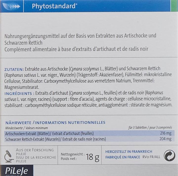 Nutritional values and ingredients Phytostandarts Artichoke - Black Radish Tablet (30 Piece, Pills, 35 g)