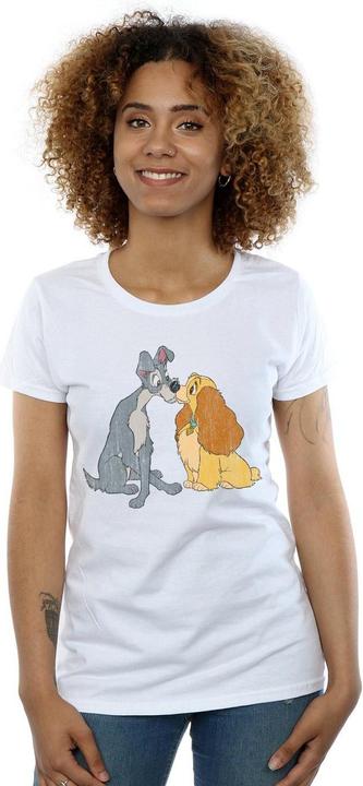 Actual product image Disney Womens/Ladies Lady And The Tramp Distressed Kiss Cotton T-Shirt (L)