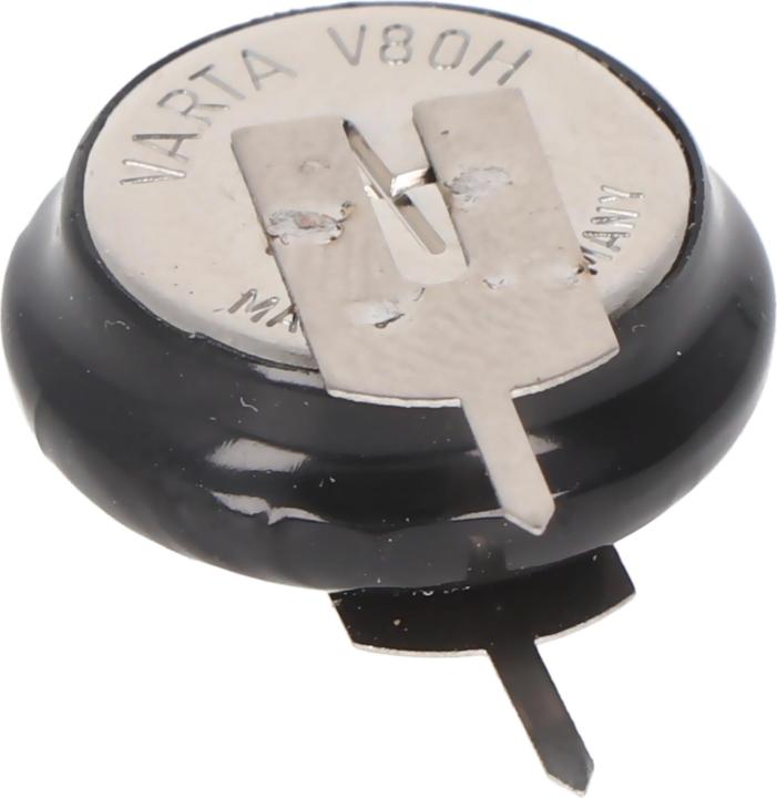 Actual product image Varta V80H NiMH Akku aufladbare NiMH Knopfzelle, V80H Akku mit 1er Printanschluss +- (1 pcs., 80 mAh)