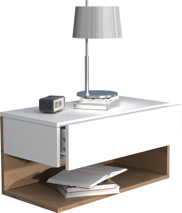 Immagine prodotto VCM Comodino con cassetto a muro in legno Comodino con cassetto a muro Consolle da letto Usal XL 60 cm (60 x 32 x 30 cm)