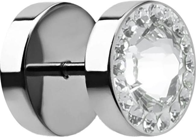 Produktbild Star Piercing Fake Plug mit kleinen und grossem Swarovski Kristall silber (ohne Messing, Chirurgenstahl 316L)
