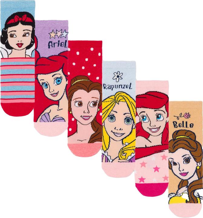 Disney Princess Mädchen Charaktere Socken (6er Pack) (6er Pack, 32 - 34)
