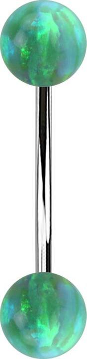 Produktbild Star Piercing Micro Banane silber mit zwei Kugeln Opal grün (Chirurgenstahl 316L)