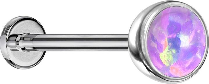 Produktbild Star Piercing Micro Threadless Labret silber Halbkugel mit Opal violett (Titan G23, ohne Messing)