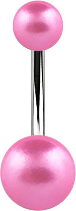 Produktbild Star Piercing Banane silber mit zwei Perlenkugeln pink (ohne Messing, Chirurgenstahl 316L)