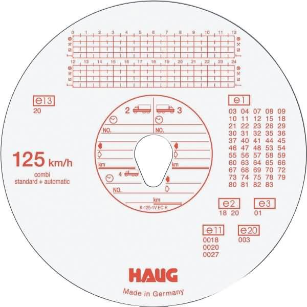 Rnk RNKVERLAG Tachoscheiben Haug-Nr. 125 151/3101, 125 km/h, Ø 12cm, Inh.100Stück
