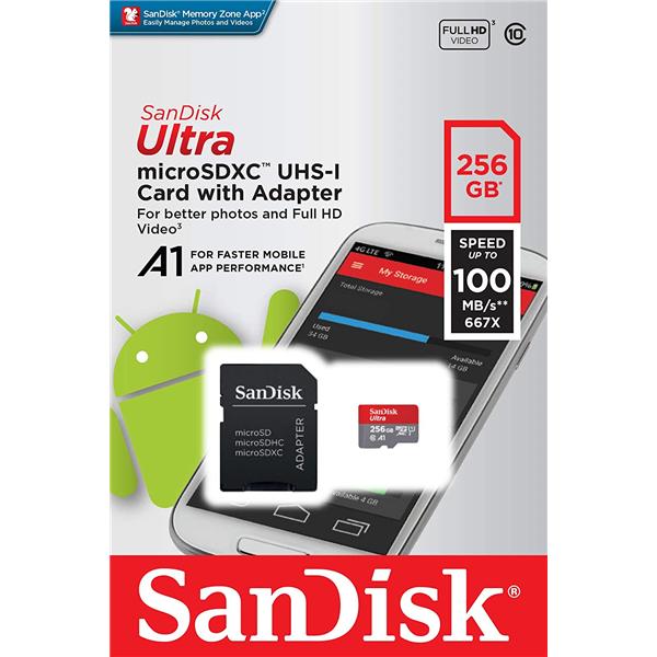 Produktbild SanDisk Ultra microSD A1 (256 GB, microSDXC, U1, UHS-I)