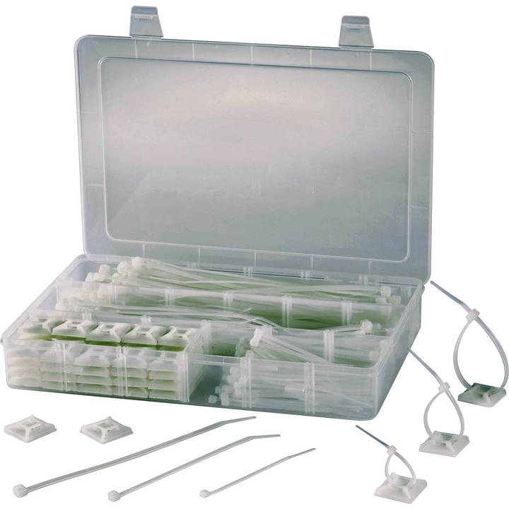 Produktbild Tru Components Kabelbinder- und Klebesockel-Set (Kunststoffkabelbinder, 100 mm, 1 Stk.)