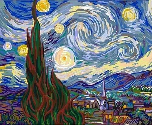 Actual product image Figured'Art Painting by Numbers "Van Gogh - Starry Night" 40 x 50 cm, on stretcher frame