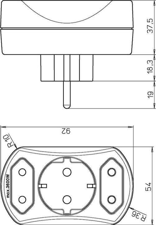 Immagine prodotto Kopp Adattatore per 2x Europa 1776.0200.9 e 1x Schuko bianco