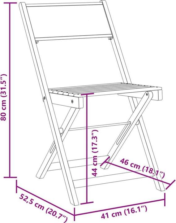 Actual product image VidaXL Bistro chairs 2 pcs. Acacia & fabric