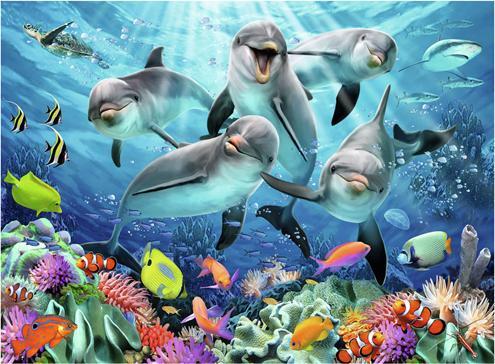 Actual product image Ravensburger Dolphins in the coral reef (500 pieces)