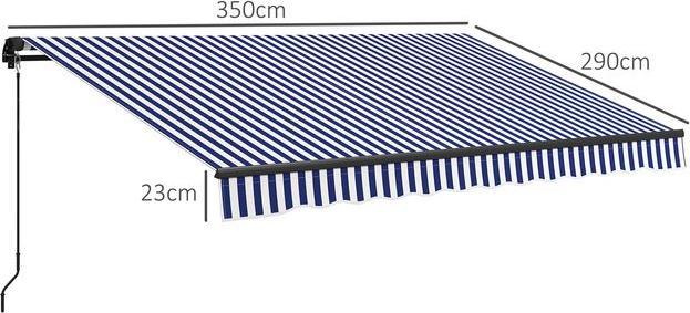 Actual product image Swisshandel24 3.5x3 m awning wall-mounted balcony awning with hand crank, sun protection, sun canopy aluminium (2.90 m)