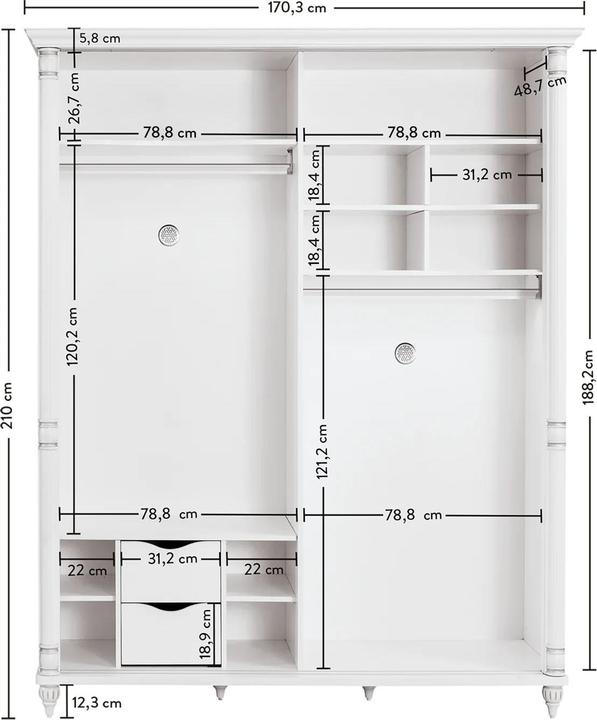Image du produit Cilek Romantic Armoire avec portes coulissantes (170 cm)