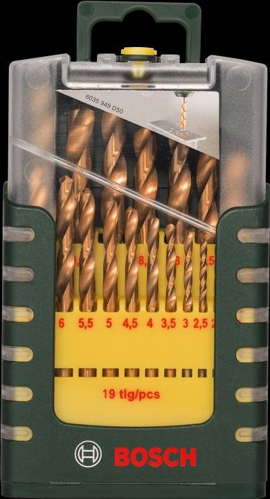 Produktbild Bosch Professional Zubehör 19-teiliges HSS-TiN-Metallbohrer-Set (6 mm, 1 mm, 6.5 mm, 5.5 mm, 10 mm, 1.5 mm, 7 mm, 3 mm, 5 mm, 8.5 mm, 8 mm, 2.5 mm, 9 mm, 3.5 mm, 4.5 mm, 2 mm, 7.5 mm, 9.5 mm, 4 mm)