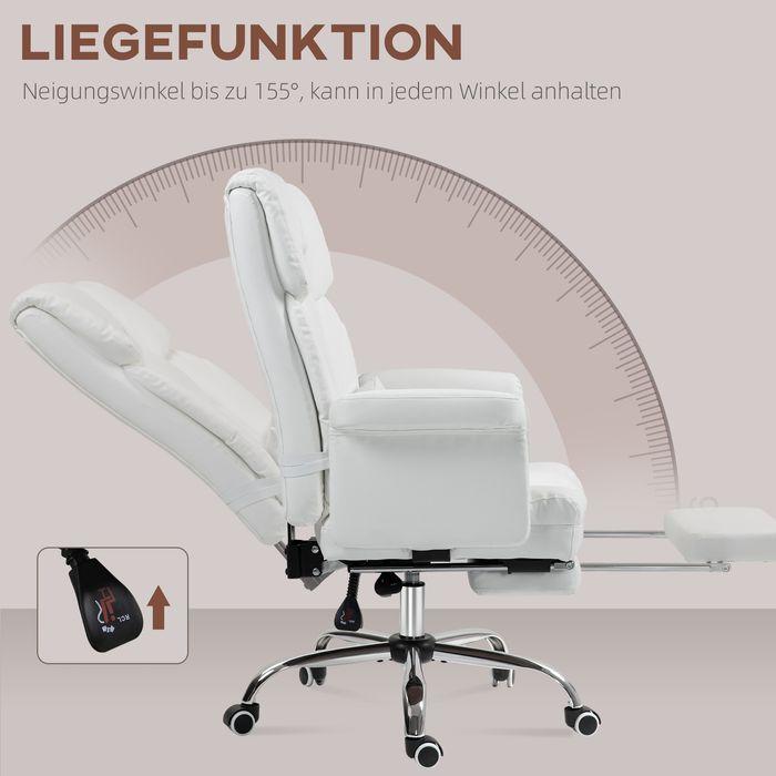 Produktbild Swisshandel24 Bürostuhl, Ergonomisch Schreibtischstuhl mit Liegefunktion, Lendenkissen, Weiss
