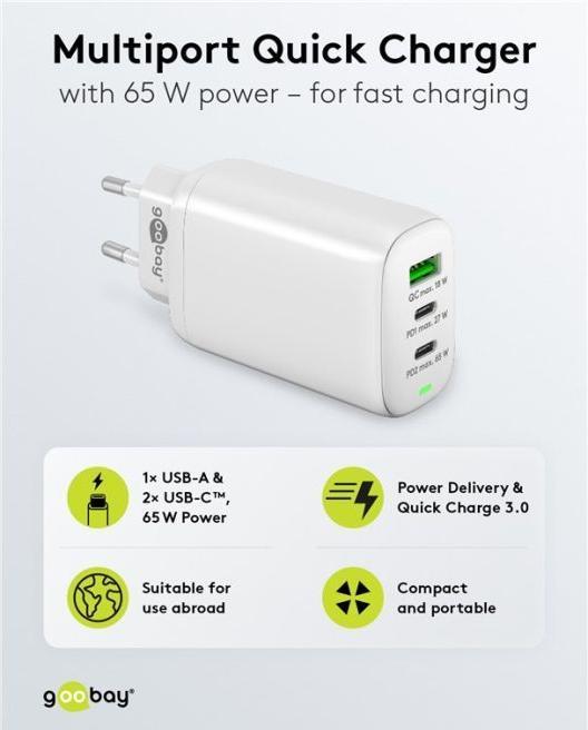 Produktbild Goobay USB Multiport Schnellladegerät (65 W)