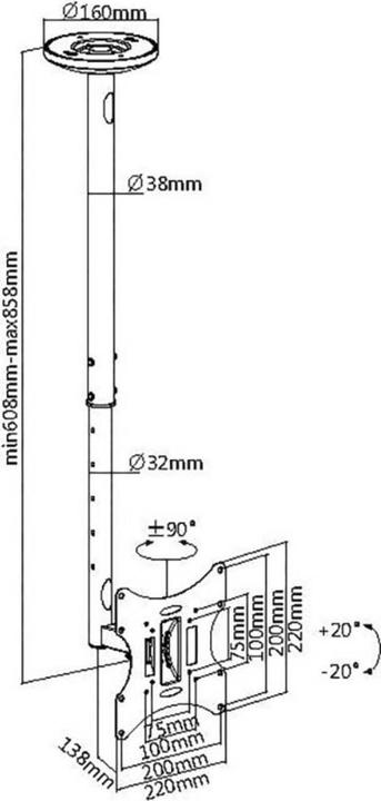 Actual product image myWall HL 4-2L (Ceiling, 42", 30 kg)