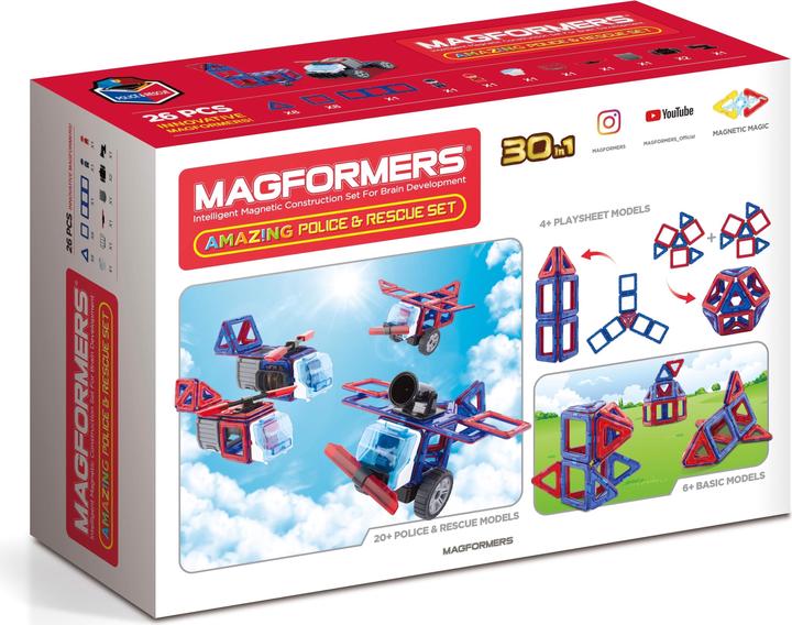 Actual product image Magformers Amazing Police + Rescue Set
