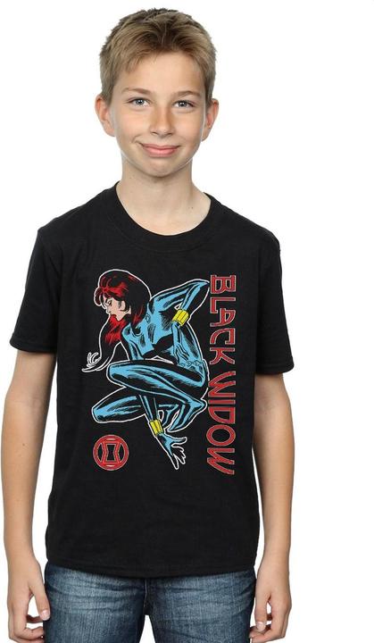 Actual product image Boys Black Widow In Action T-Shirt (140, 146)