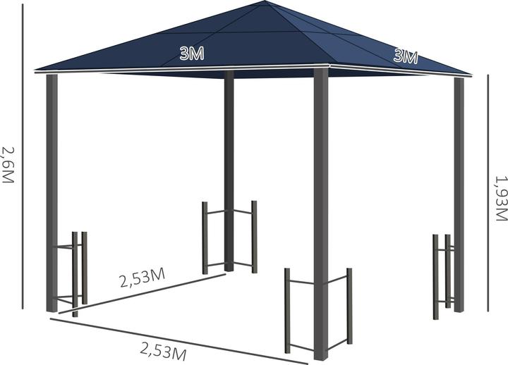 Actual product image Outsunny Garden pavilion with side panels and roof (300 cm, 300 cm)
