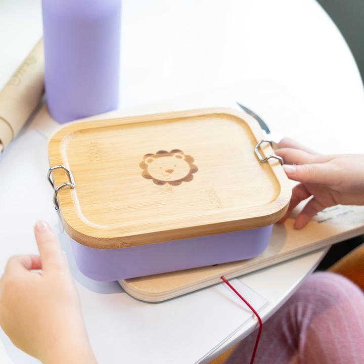 Actual product image For You Lunch box for children - Purple lion | stainless steel | 850 ml