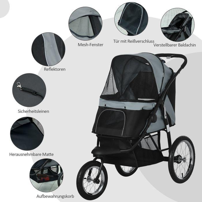 Produktbild Swisshandel24 Hundebuggy, Katzenbuggy mit Reflektoren, Faltbar mit Aufbewahrungskorb, Sonnenschutz, Netzfenster, f (Hund, Katze, Reflektoren, Faltbar)