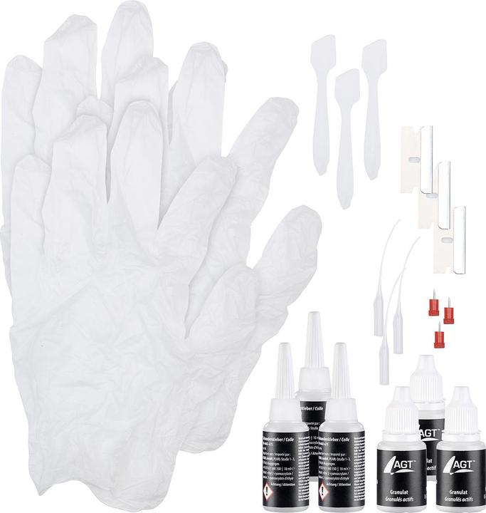Produktbild AGT 3er-Reparatur-Set aus Sekundenkleber und weissem Granulat, je 10 ml (10 ml)