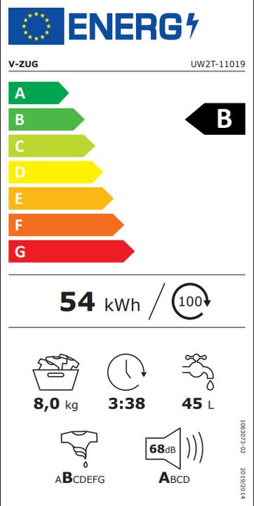 Energy Label V-Zug 1101910034 (8 kg, Right)