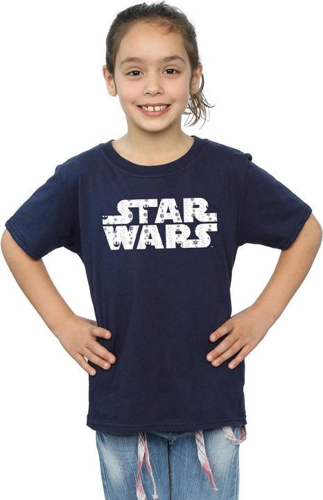Actual product image Star Wars Girls Christmas Logo Cotton T-Shirt (140, 146)