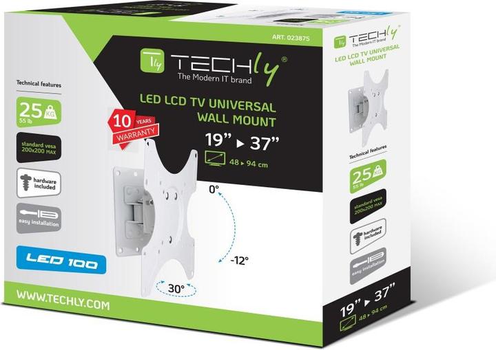 Image du produit Techly Support mural inclinable (Mur, 37", 25 kg)