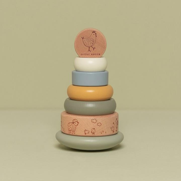 Image du produit Little Dutch Holz-Stapelturm mit Ringen Little Farm FSC