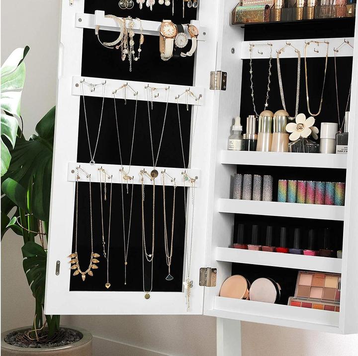 Image du produit Songmics Porte-bijoux avec miroir 152 cm, Blanc